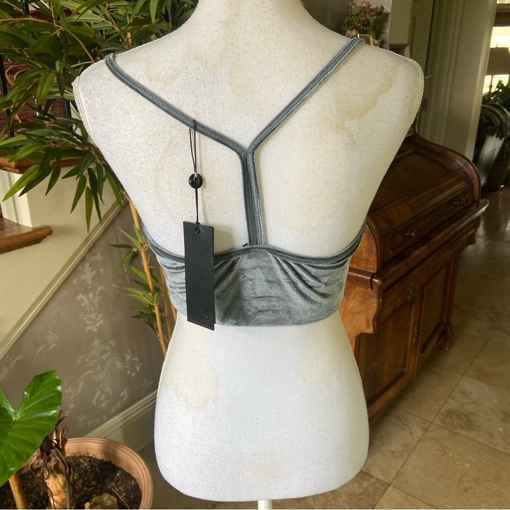 Greyson Elara Stretch Velvet Sports Bra Size L Anthracite Yoga Pilates Athletic - Picture 7 of 9